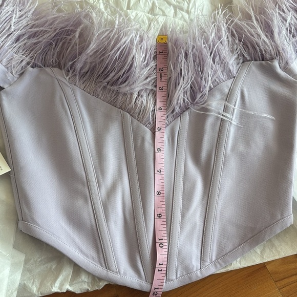 New Miss Circle Feather Top Oralia purple pastel lavender XS NWT Corset Ostrich - Picture 12 of 12